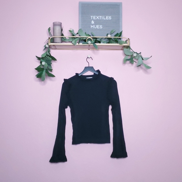 Line + Dot Revolve Jill Ribbed Knit Bell Sleeve Ruffle Sweater - Picture 6 of 15